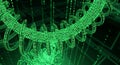 Glowing Green Binary Code Spiral and Data Stream on Dark Digital Background Royalty Free Stock Photo