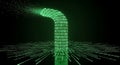 Glowing green binary code streams upward forming a vibrant digital data transmission column Royalty Free Stock Photo