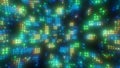 Glowing green and blue digital dots forming a vivid abstract light-field with soft blurred diffusion Royalty Free Stock Photo