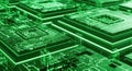 Glowing green circuit board abstract design technology macro shot Royalty Free Stock Photo