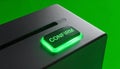Glowing Green Confirm Button on a Modern Device Royalty Free Stock Photo