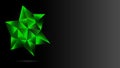 A glowing green crystal on a dark gray background. The geometric shape of the polygon. Vector illustration. Abstraction. Royalty Free Stock Photo