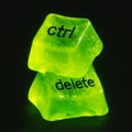 Glowing Green Ctrl Delete Keys on Black Background Royalty Free Stock Photo