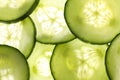 Glowing green cucumber slices background Royalty Free Stock Photo