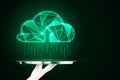 Glowing green digital cloud