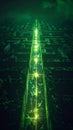 Glowing Green Digital Superhighway Royalty Free Stock Photo