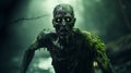 Glowing Green-eyed Zombie: Hyper-realistic Rubber Taxidermy Art