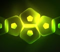 Glowing glass transparent pentagans, geometric abstract digital background Royalty Free Stock Photo