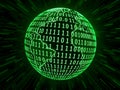 Glowing Green Globe with Binary Code and Light Rays â Digital Technology Theme Royalty Free Stock Photo