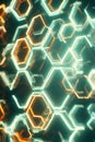 Glowing Green Hexagonal Tech Pattern Background, Portrait Images Generative AI Royalty Free Stock Photo