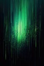 Glowing green interference lines and lights on black, created using generative ai technology