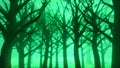 glowing green light in the middle of the forest 3d rendering Royalty Free Stock Photo