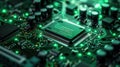 The glowing green microchip.AI generated image Royalty Free Stock Photo