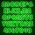 Glowing green neon alphabet. Royalty Free Stock Photo