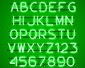 Glowing Green Neon Alphabet. Royalty Free Stock Photo