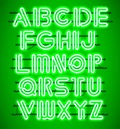 Glowing Green Neon Alphabet. Royalty Free Stock Photo