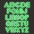 Glowing Green Neon Alphabet. Royalty Free Stock Photo