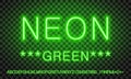 Glowing green neon font set