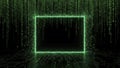 Glowing Green Neon Rectangle in Dark Code Royalty Free Stock Photo
