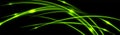 Glowing green neon wavy lines on a dark background