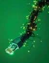 Glowing Green Network Cable Connection Royalty Free Stock Photo