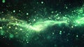 Glowing green particles forming abstract energy flow background Royalty Free Stock Photo