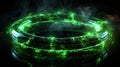 A glowing green ring of energy with a dark background