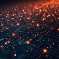 Glowing Grid of Data Streams in Abstract Design