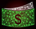 Glowing Hatched Mesh Dollar Bills with Glare Spots