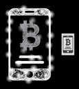 Glowing Hatched Mesh Mobile Bitcoin Account with Lightspots
