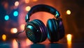 Glowing headphones illuminate the vibrant nightclub scene generated by AI