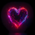 Glowing heart in the dark. Heart as a symbol of affection and Royalty Free Stock Photo