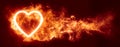 Glowing heart in an inferno of red hot flames wallpaper or Valentine\'s background. Symbolizing passion, lust, or desire