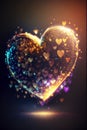 Glowing heart shape bokeh with glitter and light. Romantic concept wallpaper.