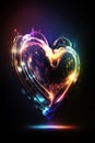 Glowing heart shape with glitter and light. Romantic concept wallpaper.