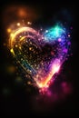 Glowing heart shape with glitter and light. Romantic concept wallpaper.