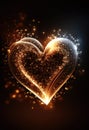 Glowing heart shape with glitter and light. Romantic concept wallpaper.