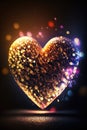 Glowing heart shape with glitter and light. Romantic concept wallpaper.