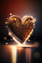 Glowing heart shape with glitter and light. Romantic concept wallpaper.