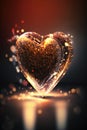 Glowing heart shape with glitter and light. Romantic concept wallpaper.