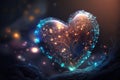 Glowing heart shaped diamond stone. Romantic concept wallpaper.