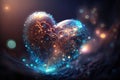 Glowing heart shaped diamond stone. Romantic concept wallpaper.