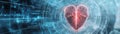 A glowing heart symbol in a futuristic digital background Royalty Free Stock Photo