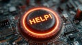 Glowing HELP button on futuristic circuit board Royalty Free Stock Photo