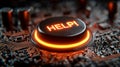 Glowing HELP button on futuristic circuit board Royalty Free Stock Photo