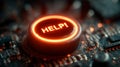 Glowing HELP button on futuristic circuit board Royalty Free Stock Photo