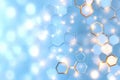Glowing hexagonal grid animation with shimmering light flares creating a dynamic transition effect for modern visual