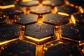 Glowing Hexagonal Patterns with Bokeh Effect by generative ai Royalty Free Stock Photo