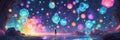 Glowing hexagonal patterns with light beams connecting them Royalty Free Stock Photo