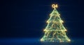 Glowing holographic Christmas Tree data visualization composed of interconnected digital nodes symbolizing Q4 financial growth, se Royalty Free Stock Photo